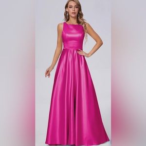 ALFRED SUNG Pink A-Line Hot Pink Formal Dress